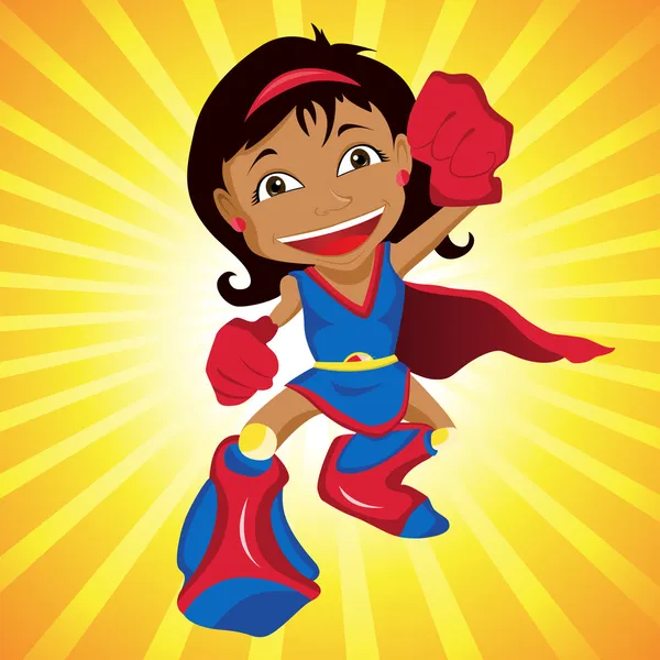 Black Super hero Girl. — Stock Vector