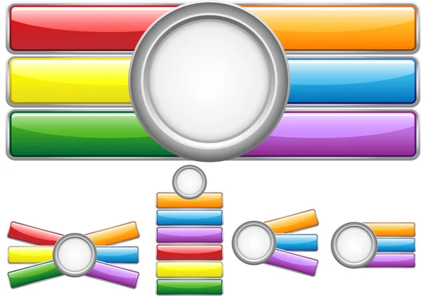 Boutons web brillants avec barres colorées . — Image vectorielle