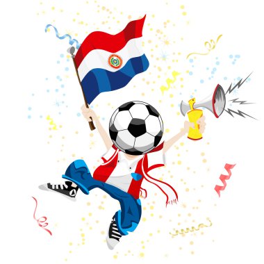 Paraguay Soccer Fan with Ball Head. clipart