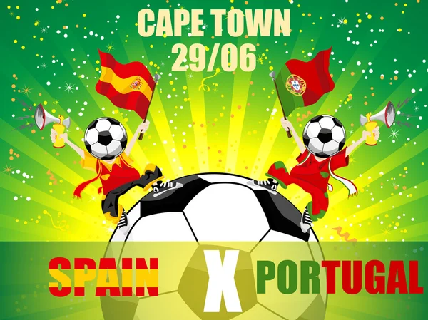 Spanien kontra portugal fotbollsmatch — Stock vektor