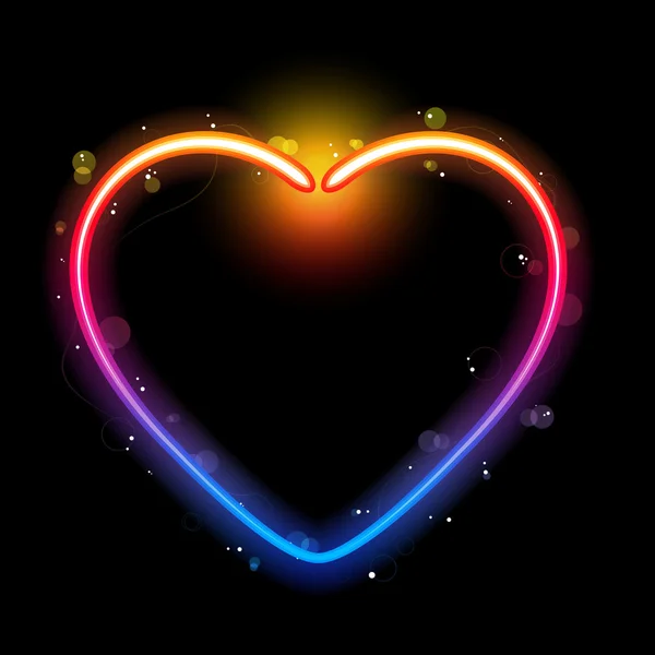 Regenboog hart grens met sparkles en swirls. — Stockvector