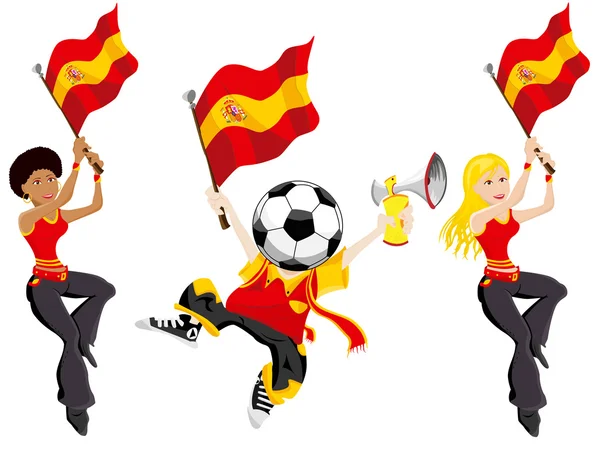 Espanha Apoiantes de futebol . — Vetor de Stock