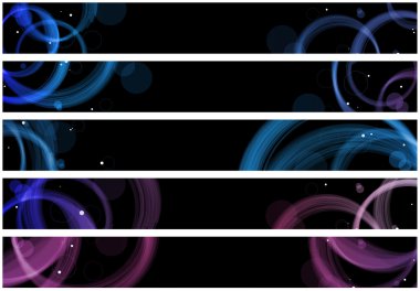 Abstract colorful circles web banners. Size 728x90 px clipart