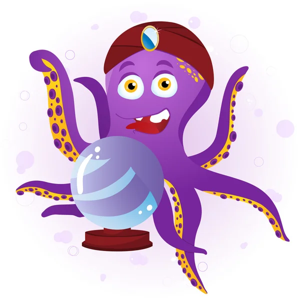 Octopus Fortune Teller com bola de cristal . — Vetor de Stock