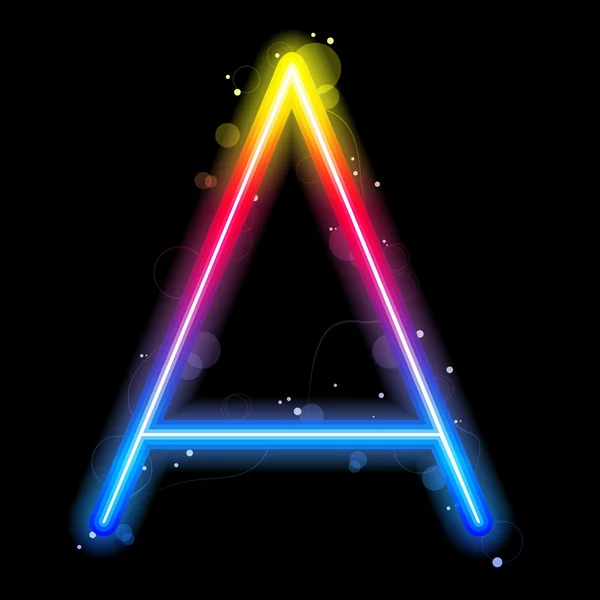 Arco iris luces letras A . — Vector de stock