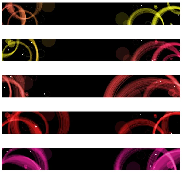 Círculos coloridos abstratos banners web. Tamanho 728x90 px — Vetor de Stock
