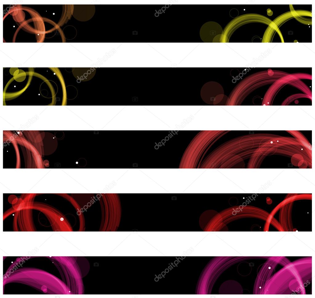 Abstract colorful circles web banners. Size 728x90 px