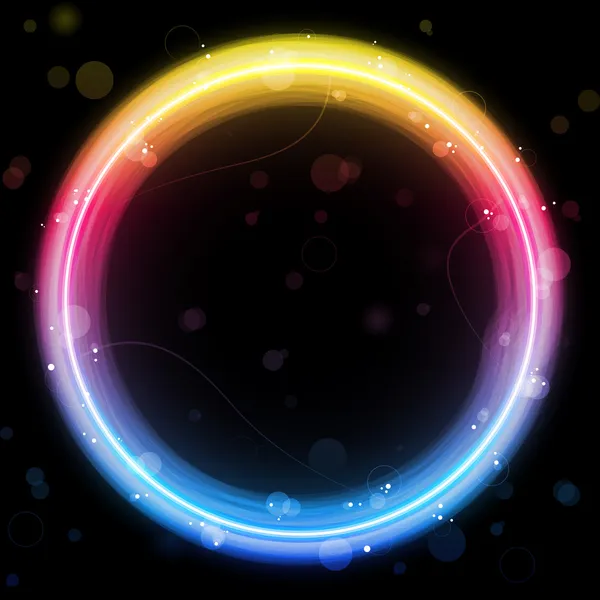 Arco-íris círculo fronteira com brilhos e redemoinhos . — Vetor de Stock