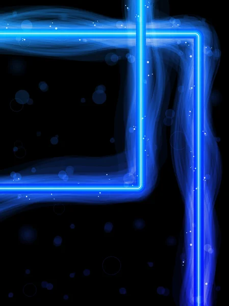 Frontière carrée bleue avec étincelles et tourbillons . — Image vectorielle