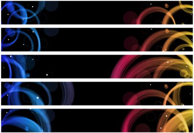 Abstract colorful circles web banners. Size 728x90 px clipart