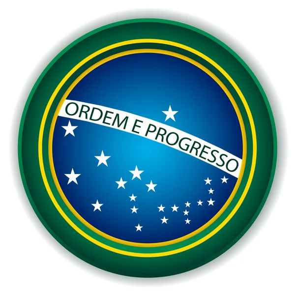 Brasil bandeira botão — Vetor de Stock