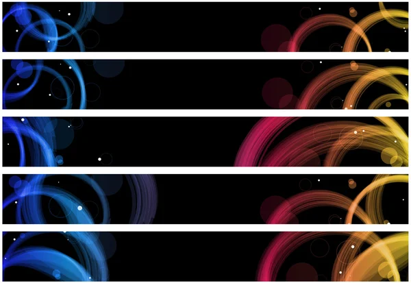 Abstrakt färgglada cirklar web banners. storlek 728 x 90 px — Stock vektor