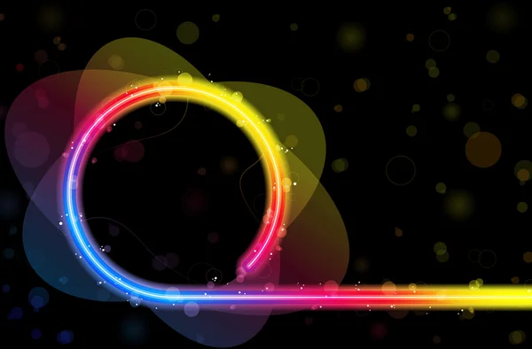 Frontera del círculo del arco iris con chispas y remolinos . — Vector de stock