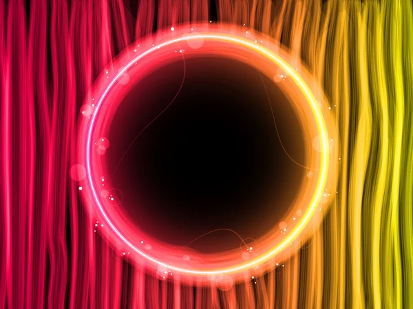 Röda linjer som abstrakt bakgrund med svarta cirkeln — Stock vektor