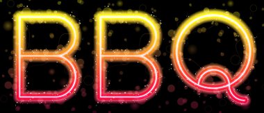 Barbecue Orange and Yellow Neon Sign clipart