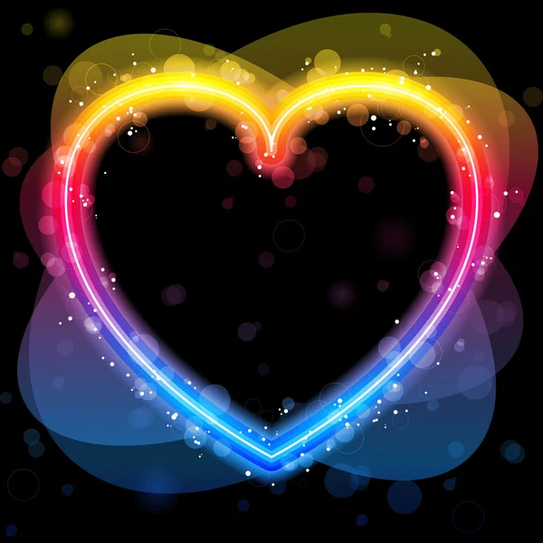 Rainbow hjärtat gränsen med gnistrar och virvlar. — ストックベクタ
