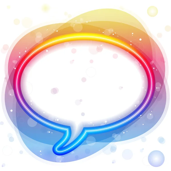 Regenboog neonlichten tekstballon — Stockvector