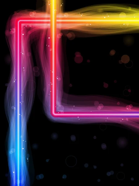 彩虹方形边框与火花和漩涡. — 图库矢量图片