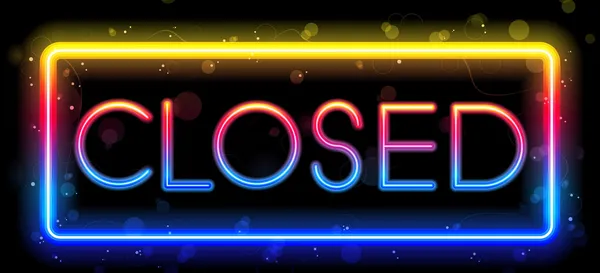 Closed Neon Sign Rainbow Color — Stock Vector