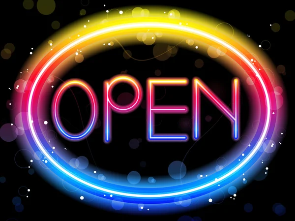 Open Neon Sign Rainbow Color — Stock Vector