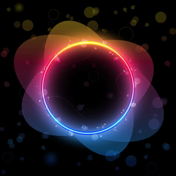 Ουράνιο τόξο κύκλου σύνορα με αστράφτει και στροβιλίζεται. — Διανυσματικό Αρχείο