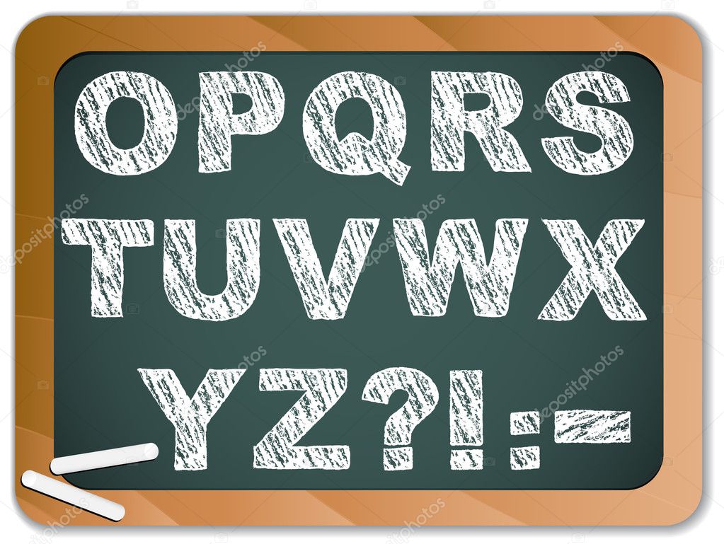 Chalk Color Hand Drawing Alphabet on a Blackboard Stock Vector -  Illustration of school, letter: 57542621