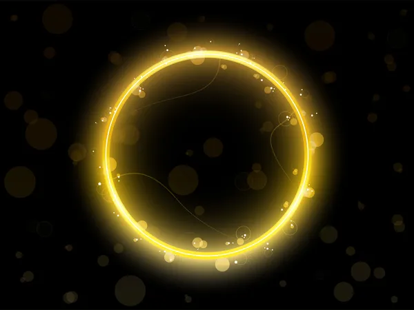 Gouden cirkel grens met sparkles en swirls. — Stockvector