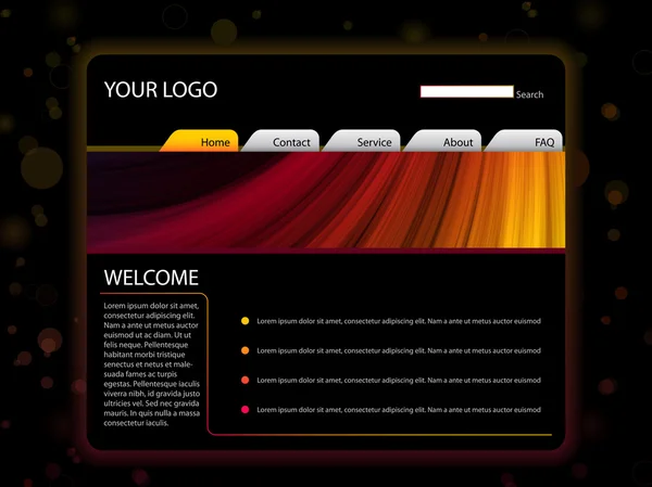 Modello di layout del sito Web nei colori rosso e giallo — Vettoriale Stock