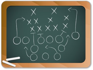 Teamwork Football Game Plan Strategy on Blackboard clipart