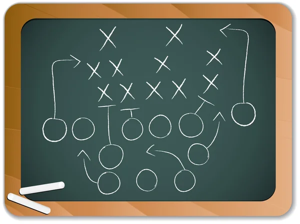 Stratégie de plan de match de football de travail d'équipe sur tableau noir — Image vectorielle