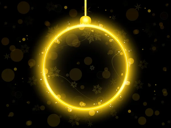 Bola de Natal de néon dourado no fundo preto — Vetor de Stock