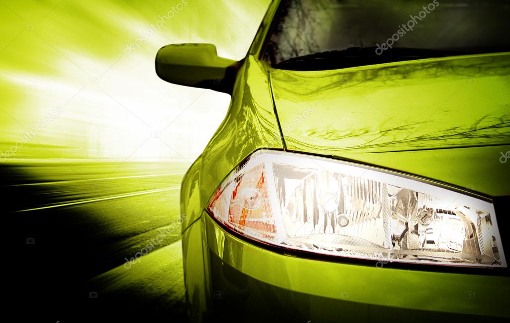 Green Sport Car - Front side