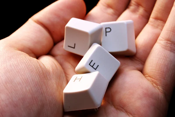 stock image HELP - keyboard in a hand ! Close-up with great details !