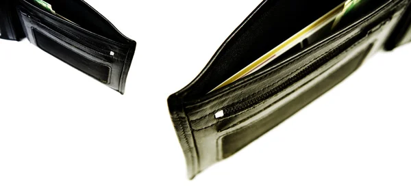 Siyah deri cüzdan — Stok fotoğraf
