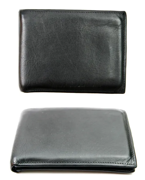 Black leather wallet — Stock Photo, Image