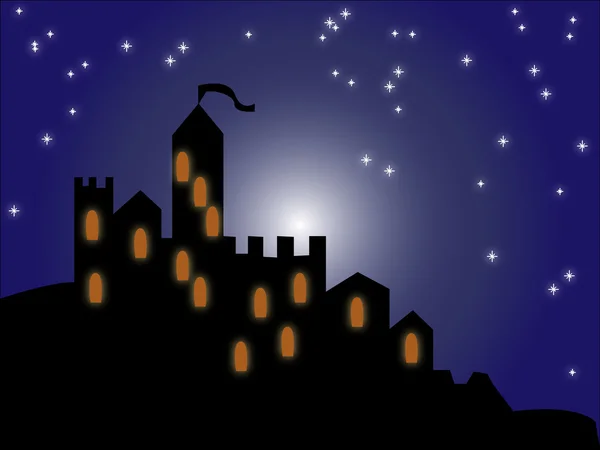 Burg bei Nacht — Stockvektor