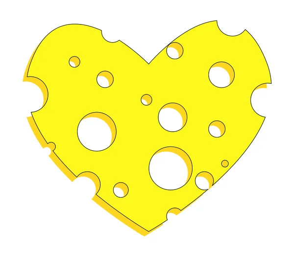 Corazón de queso — Vector de stock