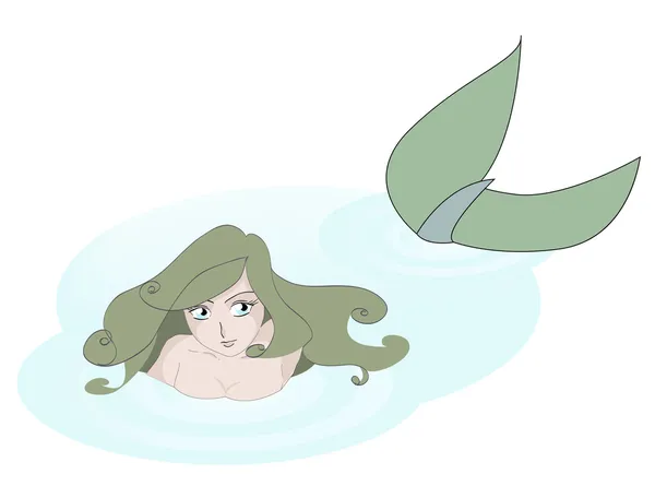 Schwimmende Meerjungfrau — Stockvektor