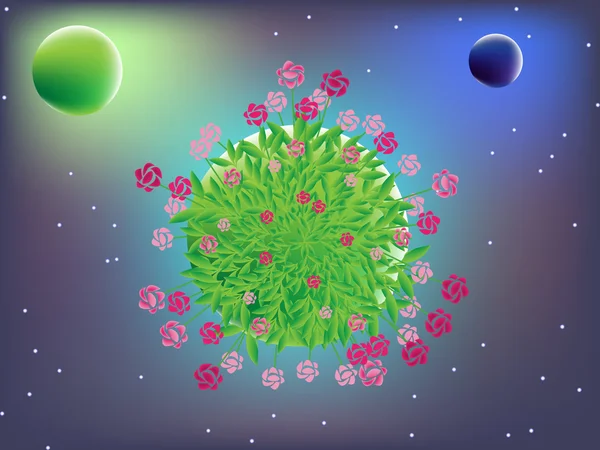 Planète de fleurs — Image vectorielle