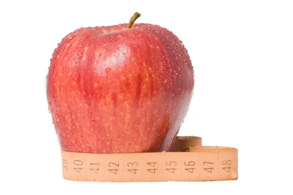 Manzana con regla —  Fotos de Stock