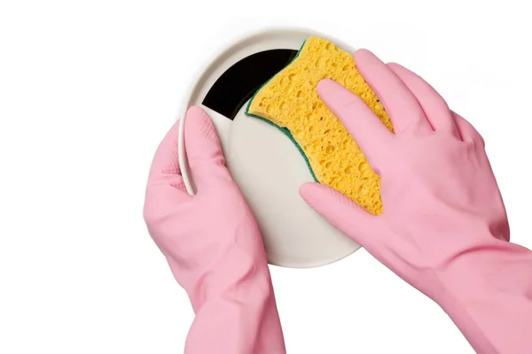 Rękawice mycia płytkę — Zdjęcie stockowe