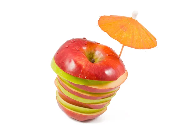 Kırmızı ve yeşil elma dilimli — Stok fotoğraf