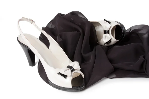 Černá a bílá Dámská obuv — Stock fotografie