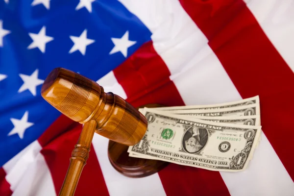 Дерев'яні молотка адвоката, американського правосуддя — стокове фото