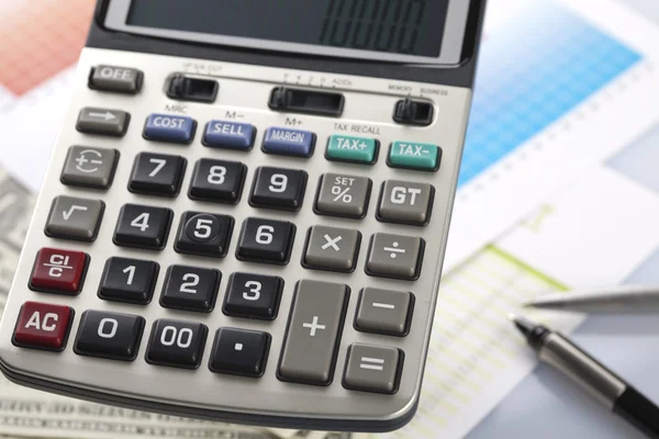 Kalkulátor és diagram — Stock Fotó