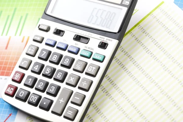 Калькулятор і схема, Фінансові ряди — стокове фото
