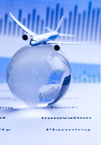 stock image Airliner with a globe