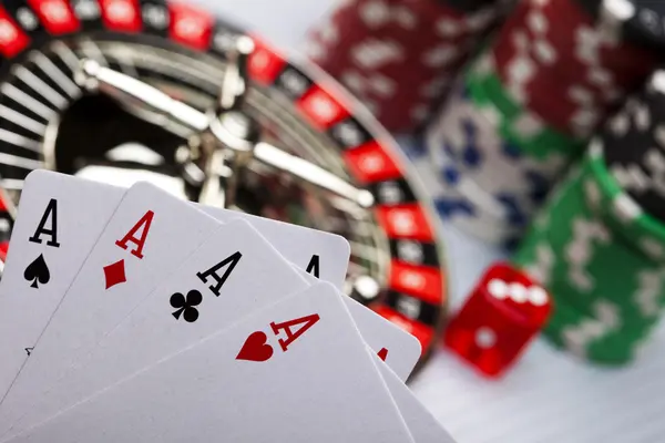 Playing cards in casino — Stock Photo, Image