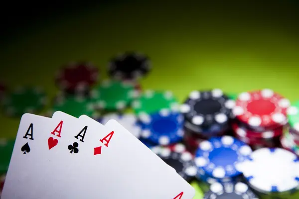 Playing cards in casino — Stock Photo, Image