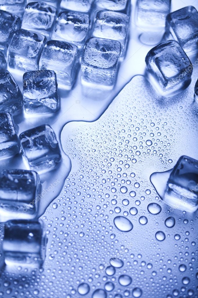 Large ice cubes with droplets, Stock image